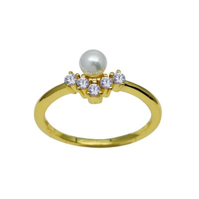 China CLASSIC Jewelry Supplier Top Sell Solid 14k Ring Real Gold Thin 9k Gold With Genuine Freshwater Pearl for sale