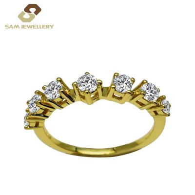 China Gold Fork Ring Split Single Line Gypsy Fork Setting REAL 14K 18K Gold Wedding Ring Jewelry for sale