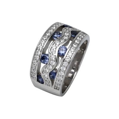 China Fashion CLASSIC Ring Delicate Pale Blue Sapphire Silver Band Ring Jewelry for sale