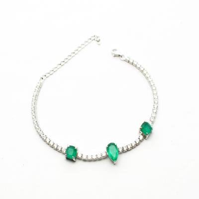 China Vintage CLASSIC Emerald Jewelry 925 Sterling Silver Fusion Stone Tennis Bracelets Women for sale