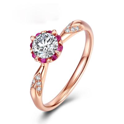 China Wholesale High Quality Rings TRENDY Rose Gold Style Elegant Fashion Jewelry Wedding Engagement Ruby Rings for sale