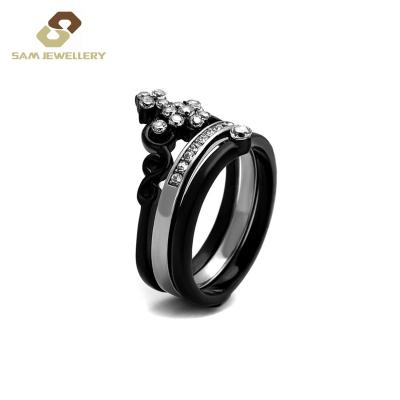 China New BOHEMIA Style Black Gold Plated Romantic Rhinestone 925 Sterling Silver Wedding Rings Set for sale