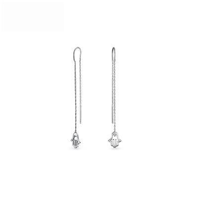 China FASHIONABLE Korean Threader 925 Sterling Silver Women Drop Long Chain Hook Dangle Earrings for sale