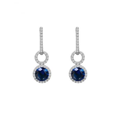 China CLASSIC Round Brilliant Cut Silver Zircon Crystal Drop Earrings 925 Sterling for sale