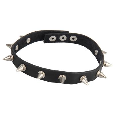 China Vintage Gothic Revival Goth Punk Studded Rivet Collar PU Leather Collar Cuff Scarves Punk Collar for sale