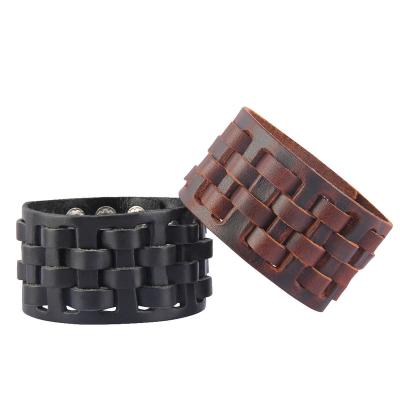 China Multilayer Rivet Retro Punk Vintage Biker Bracelet Mens Cool Accessories Leather Jewelry for sale