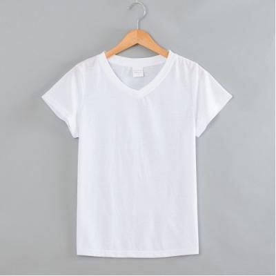 China Free Shipping Cotton-feel White Sublimation Poly Cotton-feel V-Neck Women's Connie Anti-Shrink T-Shirt for sale