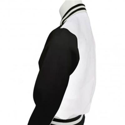 China Youth White Zipper Jacket Anti Shrink Back Blank For Sublimation With Black Front And Sleeves for sale