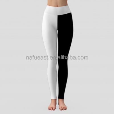 China Sublimation Anti Shrink White Women Yoga Gym Workout Leggings Black And White Pants for sale