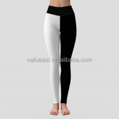 China Sublimation Anti Shrink White Women Yoga Gym Workout Leggings Black And White Pants for sale