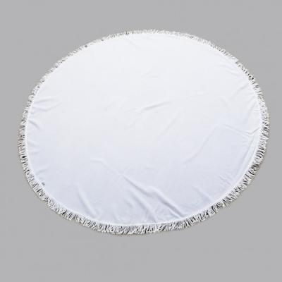 China White Sublimation Anti-pilling Round Tassel Cover 145cm Diameter With 5cm Tassel for sale