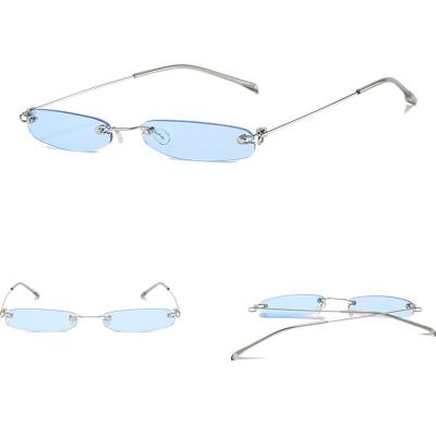 China DLL8082 fashion sunglasses newcomers customized new trend small frame rimless fashion sunglasses for men and women for sale