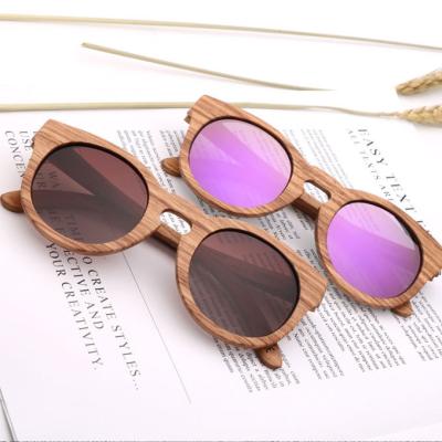 China DL Wooden Zebra Round Glass Bamboo Sunglasses Polarized Round Glass Shape Handmade Eco Friendly Women Men Wholesale Sol gafas 2022 for sale