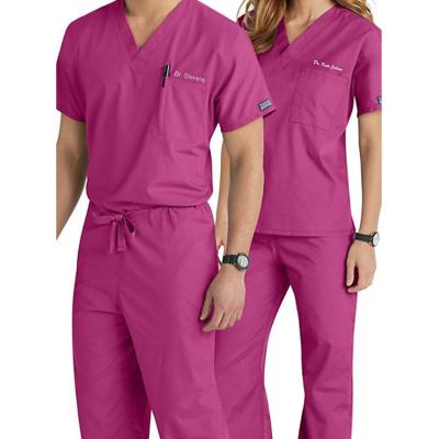 China High Quality Hospital 4 Way Stretch Spandex Scrubs V-Neck Hospital Uniform Suits Medical Sets Nurse Uniform for sale