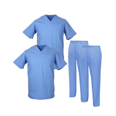 China Hospital V-Neck Solid Color Cotton Fabric Scrub Sets Women Uniform Suit Uniform for sale