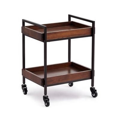 China Factory price modern wholesale hotsale kitchen trolley food cart wooden rolling cart with metal handle for sale