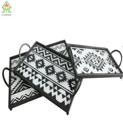 China Wholesale Modern Rectangle Mosaic Metal Turkish Serving Tray JY17b519 for sale