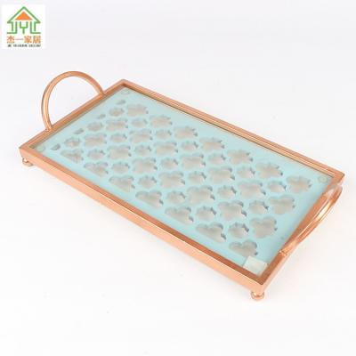 China Modern dry fruit tray custom storage decoration metal gold metal tray for wedding for sale