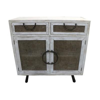 China Country handmade cheap hollow rattan metal living room solid wood wardrobe for sale