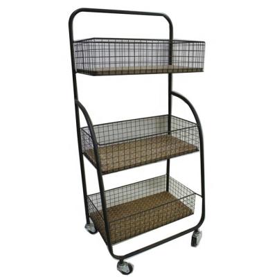 China Sundries factory wholesale 3 tier kitchen metal wire torley shop display rack for sale