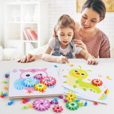 China Cartoon Toy New Design Mushroom Nail And Gears Puzzle Board Toy Montessori Best Gift For Kids for sale