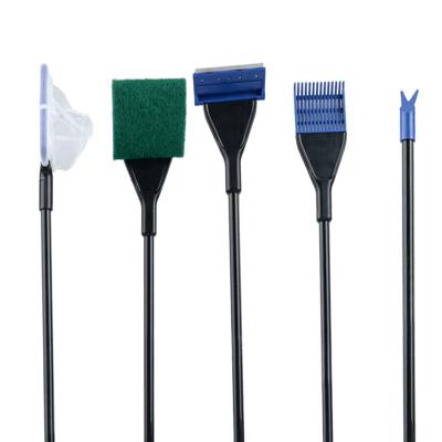 China TGK002 Viable 5 in 1 Aquarium Tank Set Clean Fish Gravel Rake Algae Scraper Fork Net Sponge Sweep Glass Cleaning Tools for sale