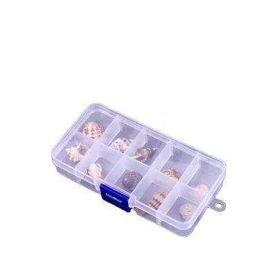 China Plastic Transparent Detachable Stored Storage Box 10grid Jewelry Necklace Earring Storage Case for sale