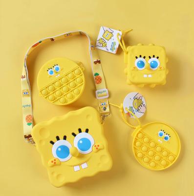 China Bag Mini SpongeBobbSquarePant Kids Silicone Shoulder Cross - Body Messenger Push Bubble Dimple Busy Person Bag Purse Anti Stress Sensory Pop for sale