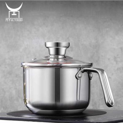 China Small Sustainable 304 Stainless Steel Pot With Cover , Food Grade Stainless Pan Universal Sauce Pan for sale