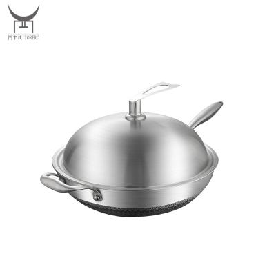 China Durable Hot Selling 304 Stainless Steel Stir Frying Wok Japanese Home Cooking Non Stick Non Stick Large Wok Pan With Long Handle for sale