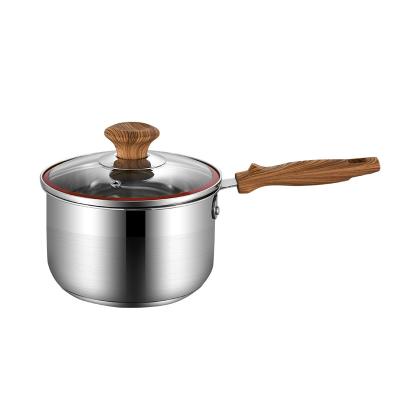 China Viable New Non-liner Cooking Pan Thicken Soup Pot With Lid With Handle Nonstick Milk Pan Wooden Milk Pot 16cm Along for sale