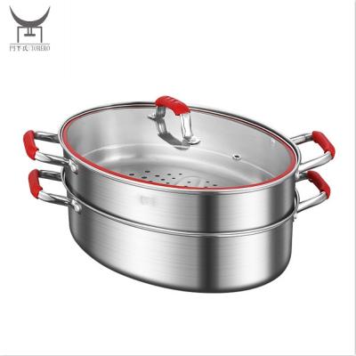 China Customized Eco-Friendly Sustainable Logo Color Steam Pot Stainless Steel Pot For Steaming Fish Flesh for sale