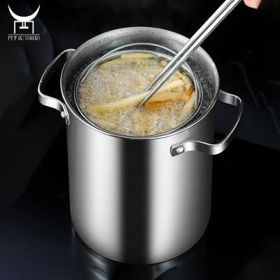 China Sustainable Vegetable Noodle Steam Asparagus Stock Frying Pot Set With Basket Inner Rack Tall Sieve Body Cooking Pasta Pots for sale