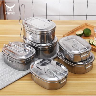 China Sustainable 2 Layers 201 Stainless Steel Lunch Box With Compartment Take Away Korean Lunch Box for sale