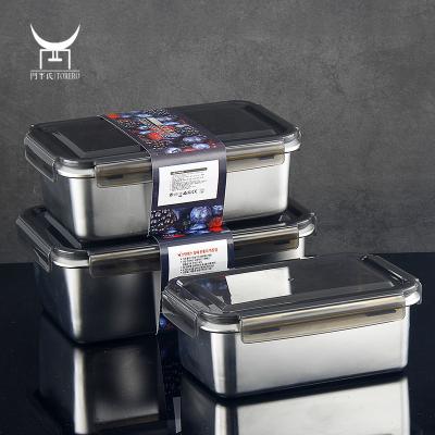 China Freshness Keeping Rectangle And Square Airtight Dry Food Storage Container 316 Stainless Steel Bento Box Box With PP Lid, For Kitchen for sale