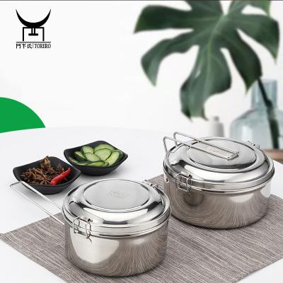 China Double Deck Polished Convenient Viable/Stainless Steel Stackable Round Lunch Box Storage Boxes With Lid/Handle And Lock for sale