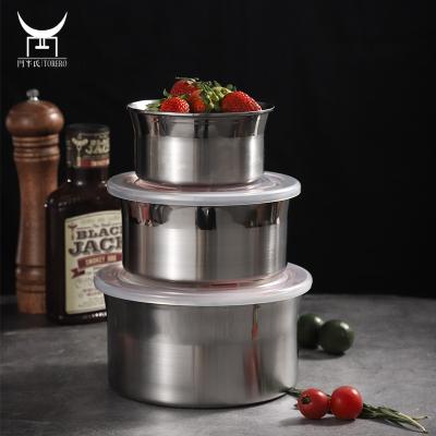 China Freshness Keeping Round Leak Proof Airtight Food Box Containers Reusable 304 Stainless Steel Storage Box With Lid for sale