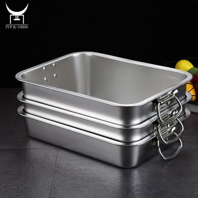 China Home 10/15/20 Cm Deep Stainless Steel Serving Tray With Handle And Cover , Food Serving Tray Square Basin for sale