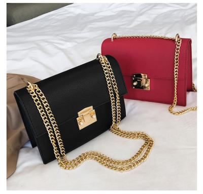 China 100% eco-friendly messenger bags eco-friendly s211 shoulder chain lock square bag leather women handbags women elegant ladies for sale