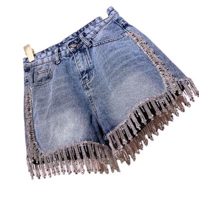 China 2021 Anti-Wrinkle Jeans Shorts High Waist Denim Shorts Super Snap High End Diamond Inlaid Heavy Industry Show Versatile Women's Clothing 2021 for sale