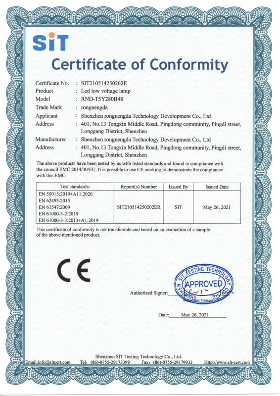 CE - Shenzhen Rongnengda Technology Development Co., Ltd.