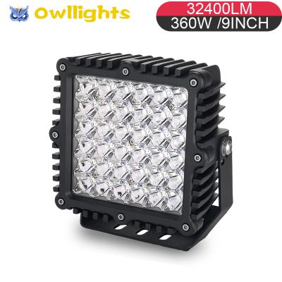 China Auto Parts 9inch 360W LED Driving Light Square Spot High Power LED Work Light For 4x4 Off Road SUV 4WD Cowboy 9inch for sale