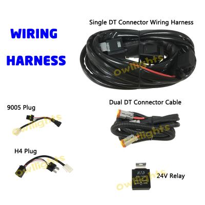 China 25A high quality led light guide wiring loom wire harness with suitable relay and on/off switch to positive and negative for sale