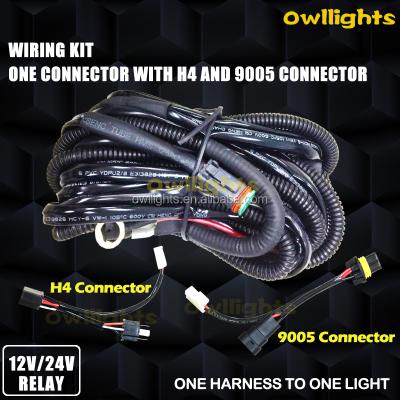 China 40A Or 60A Auto DT Single Connector LED Wiring Kit Offroad LED Light Bar Wiring Harness With H4 And 9005 Plug for sale