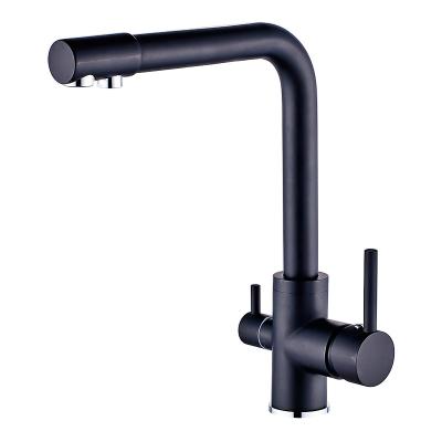 China Modern Faucet Two Handle 304 Stainless Steel Water Faucets Best Kitchen Thermostatic Hot Black Sink Scrubber for sale