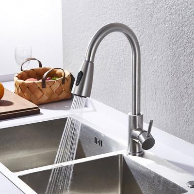 China Sense Faucets 304 Stainless Steel Kitchen Faucet Mixing Faucet Single Handle Pull-Down Hot Cold Drinking Water Faucet for sale