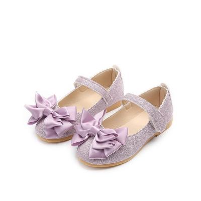 China Girls Princess Bright Leather Bow Flat Elegant Simple Rubber Children's Shoes for sale