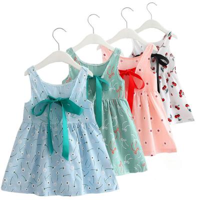 China Other Girl Summer Dress Kids Pattern Cotton V-Neck Sleeveless Printing Kids Clothes for sale