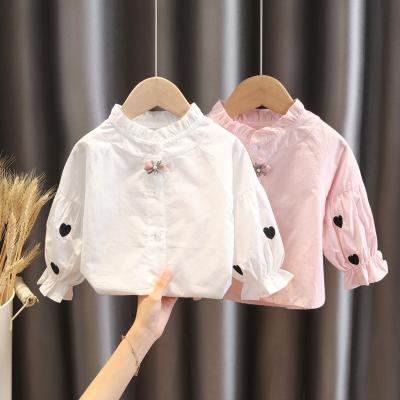 China Autumn Dress Girls foreign style babies blouses shirt 2021 new children's preppy style Korean doll shirt fashionable sleeved tops along for sale