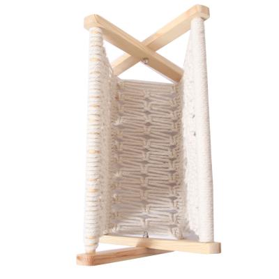 China The Other Shelf 2022 Hot Nordic Cotton Woven Cotton Woven Macrame Magazine Storage Rack Shelf Holder Book Desktop Storage for sale